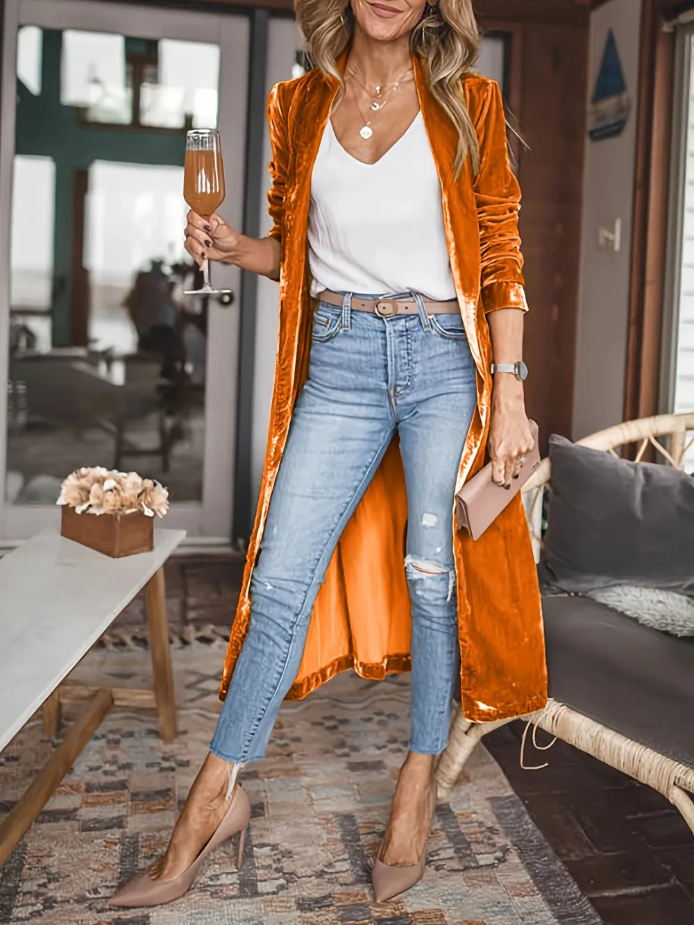 Open Front Long Sleeve Coat - Image 19