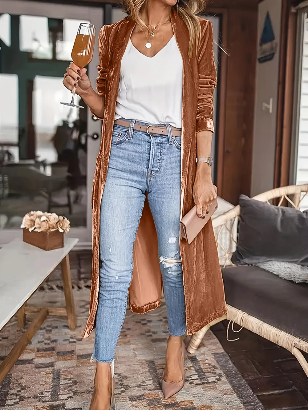 Open Front Long Sleeve Coat - Image 23