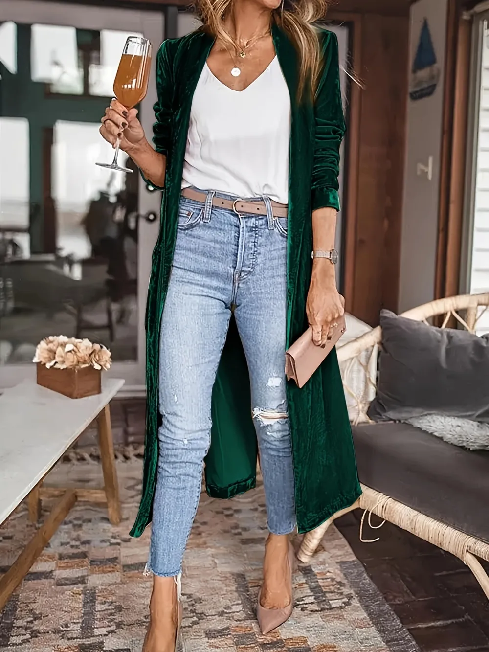 Open Front Long Sleeve Coat - Image 24