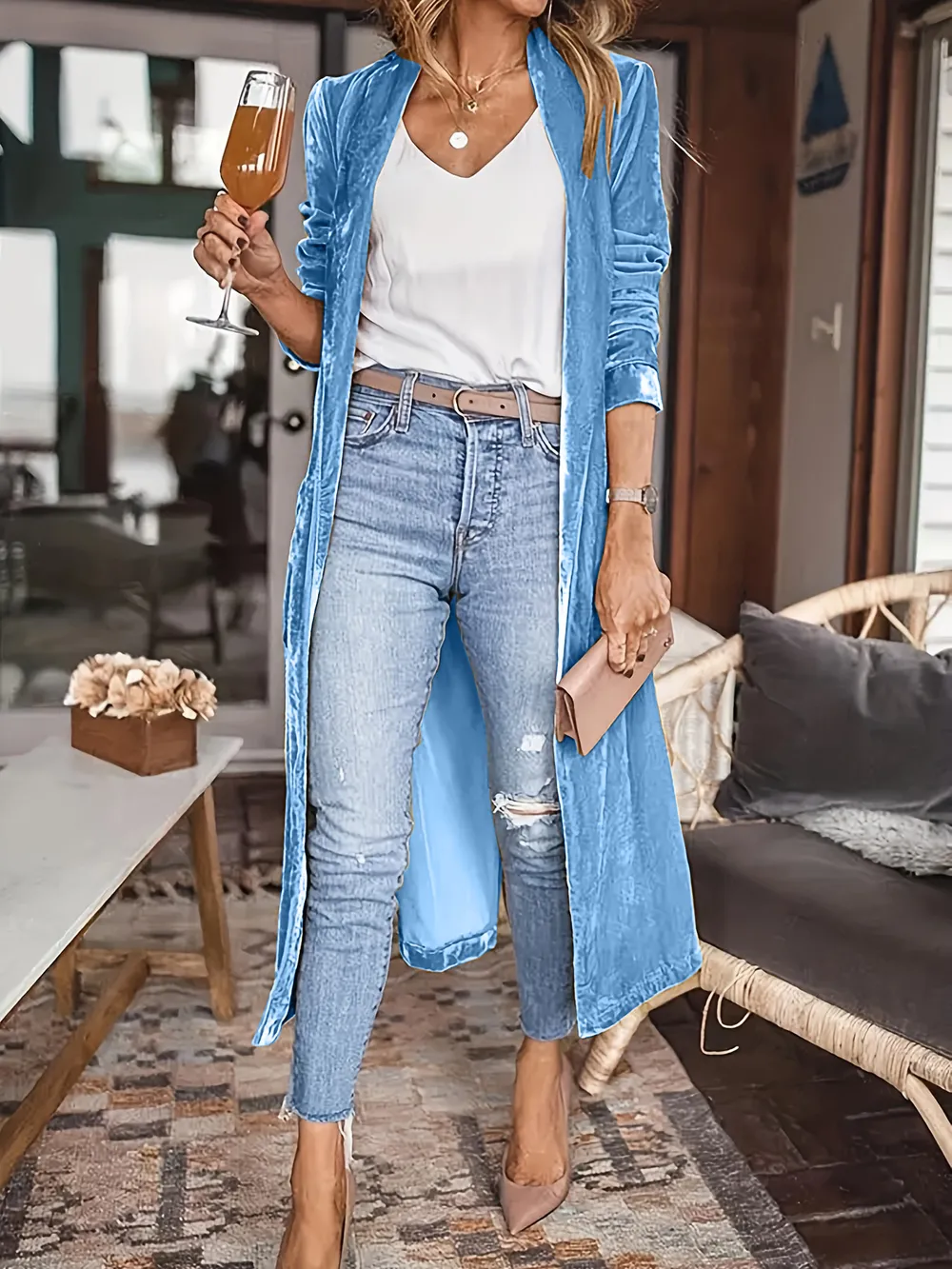Open Front Long Sleeve Coat - Image 28