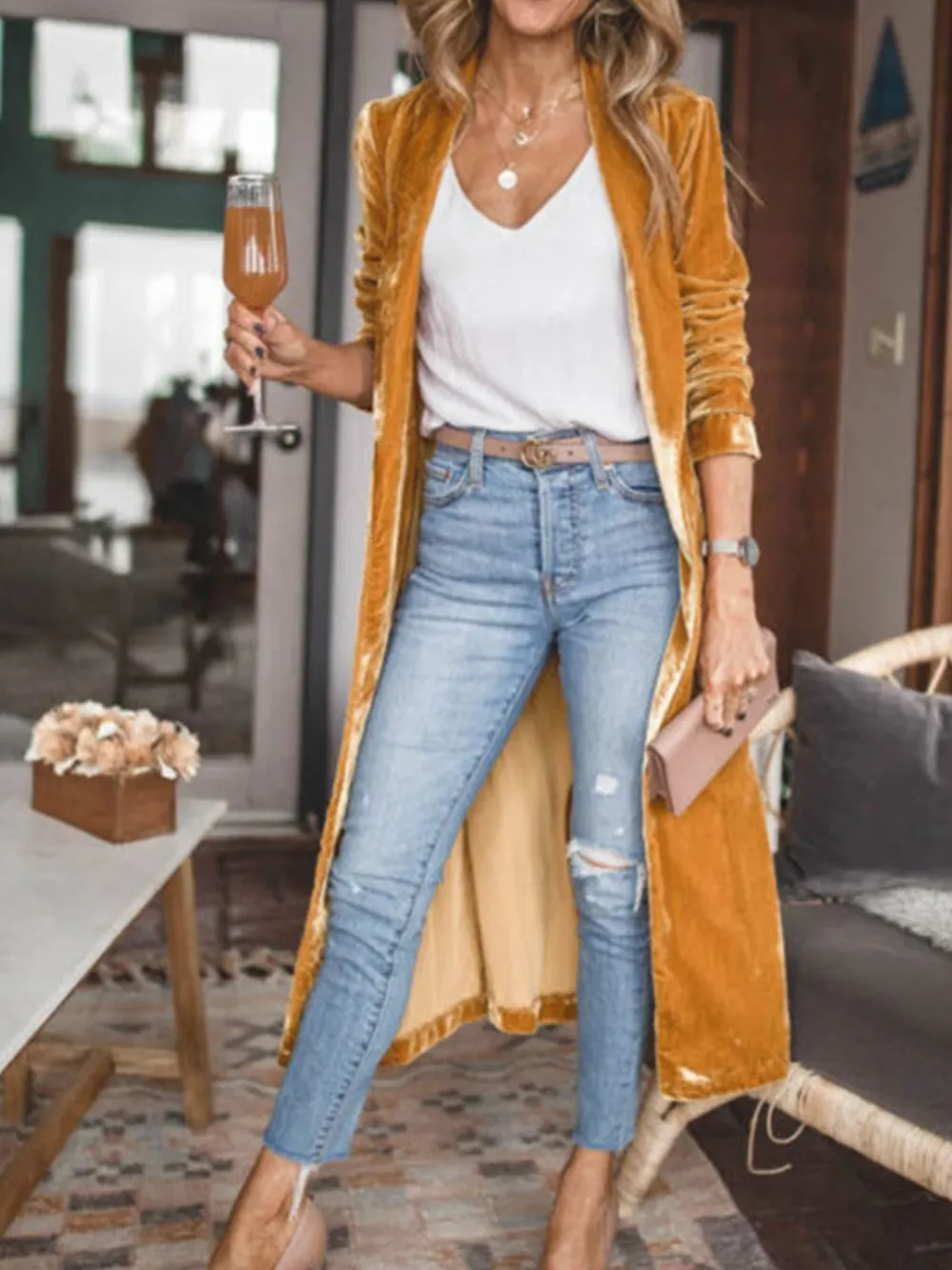Open Front Long Sleeve Coat - Image 4
