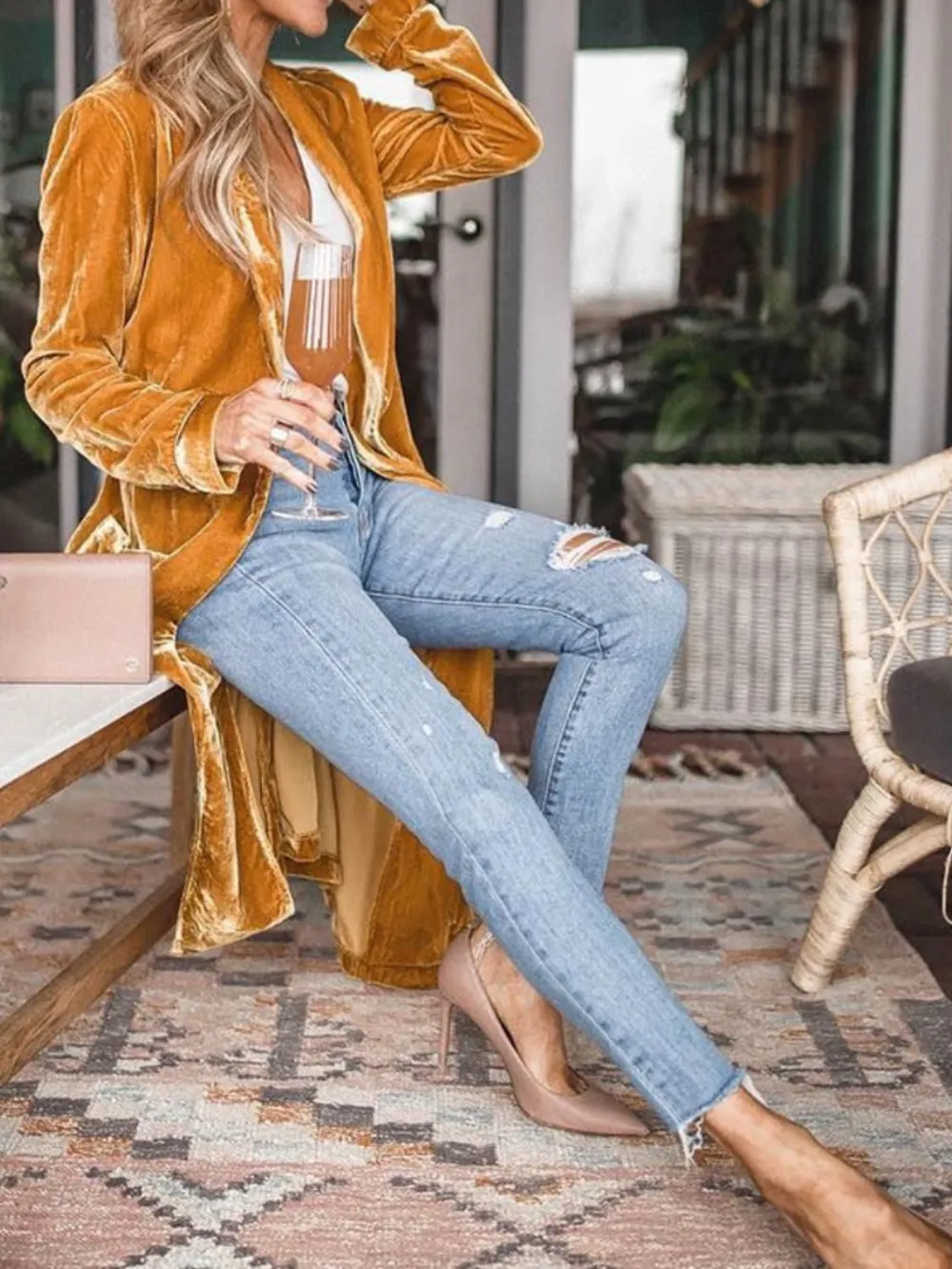 Open Front Long Sleeve Coat - Image 5
