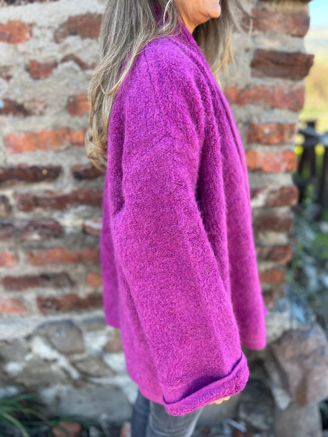 Open Front Long Sleeve Fluffy Jacket - Image 2