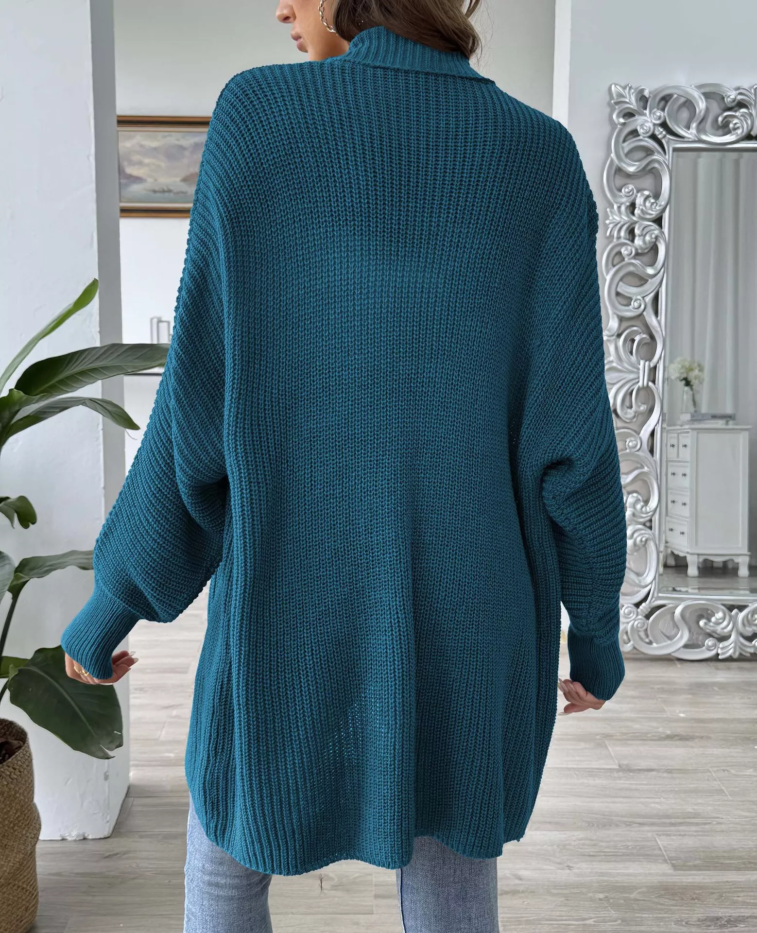 Open Front Ribbed Knit Cardigan - Image 14
