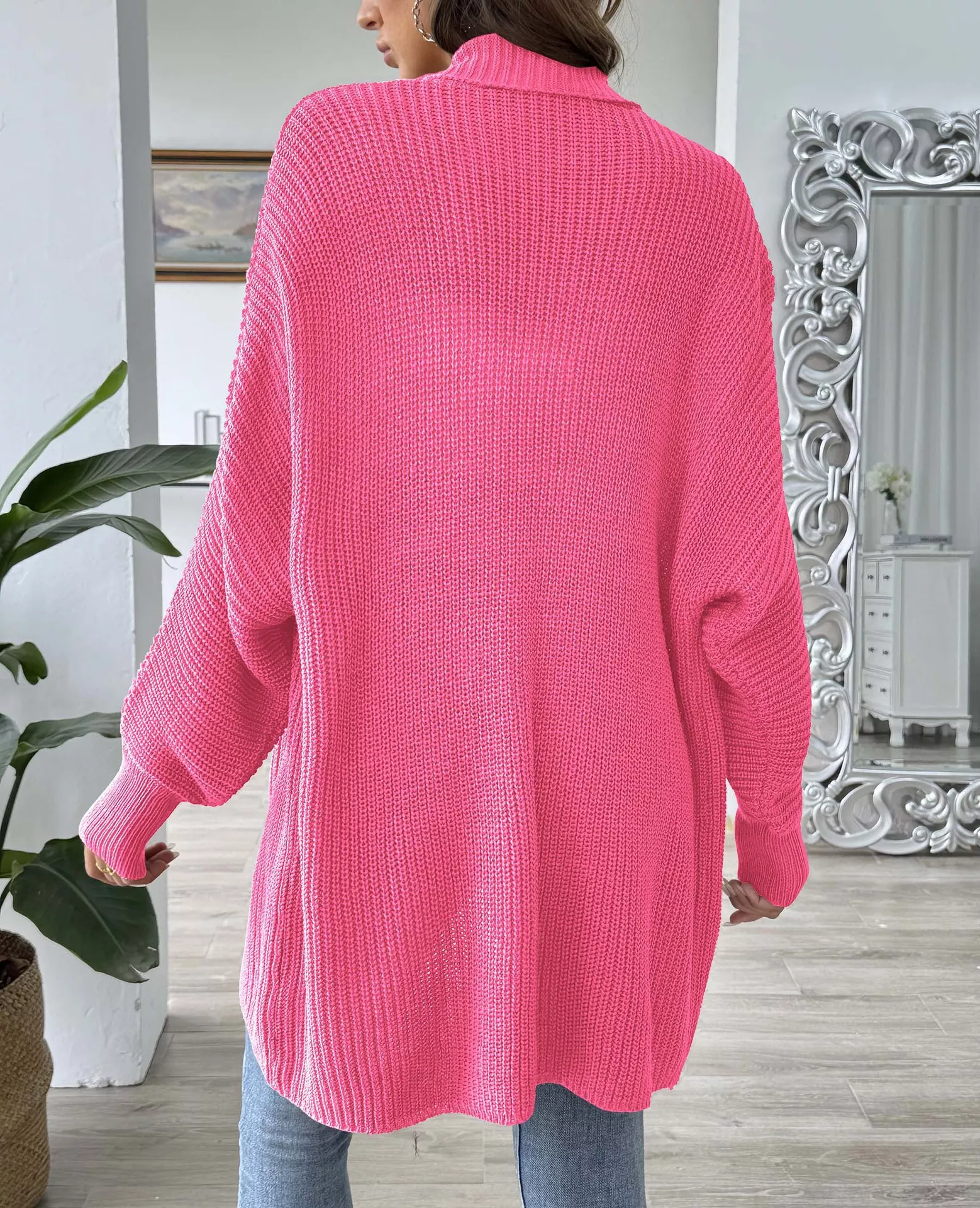 Open Front Ribbed Knit Cardigan - Image 26