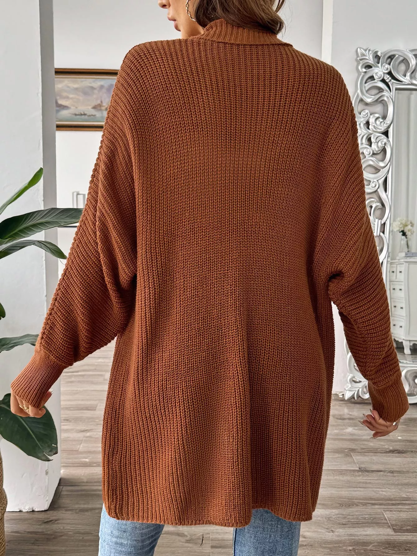 Open Front Ribbed Knit Cardigan - Image 6