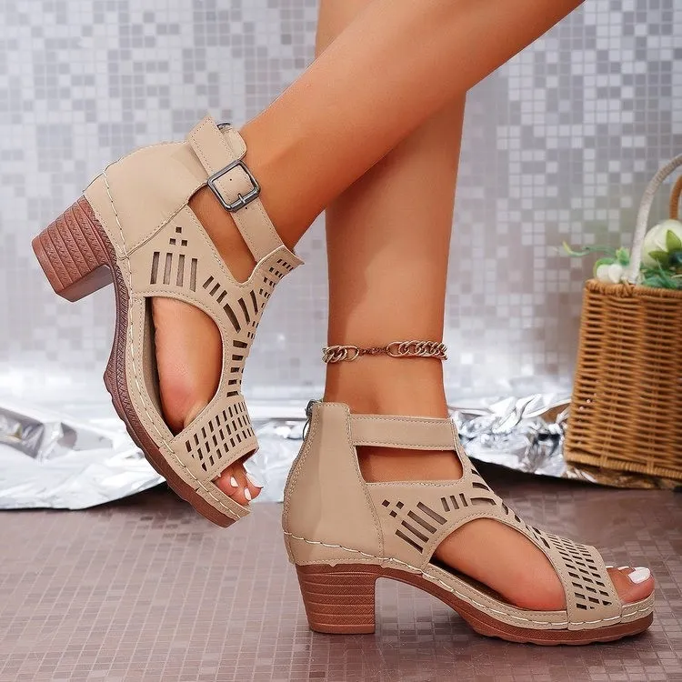 Open Toe Block Heel Sandals - Image 4