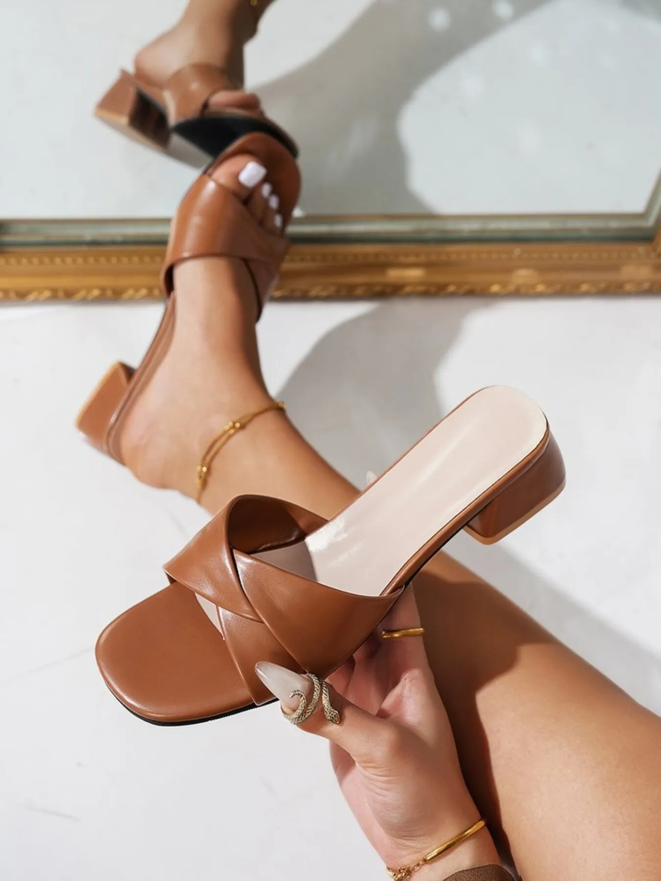 Open Toe Block Heels Sandals - Image 6