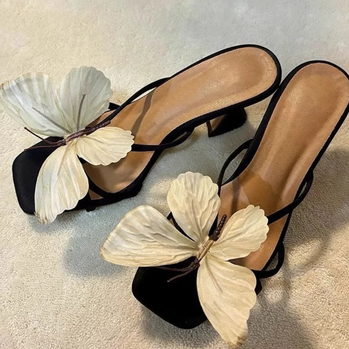Open Toe Flare Heels Sandals - Image 2