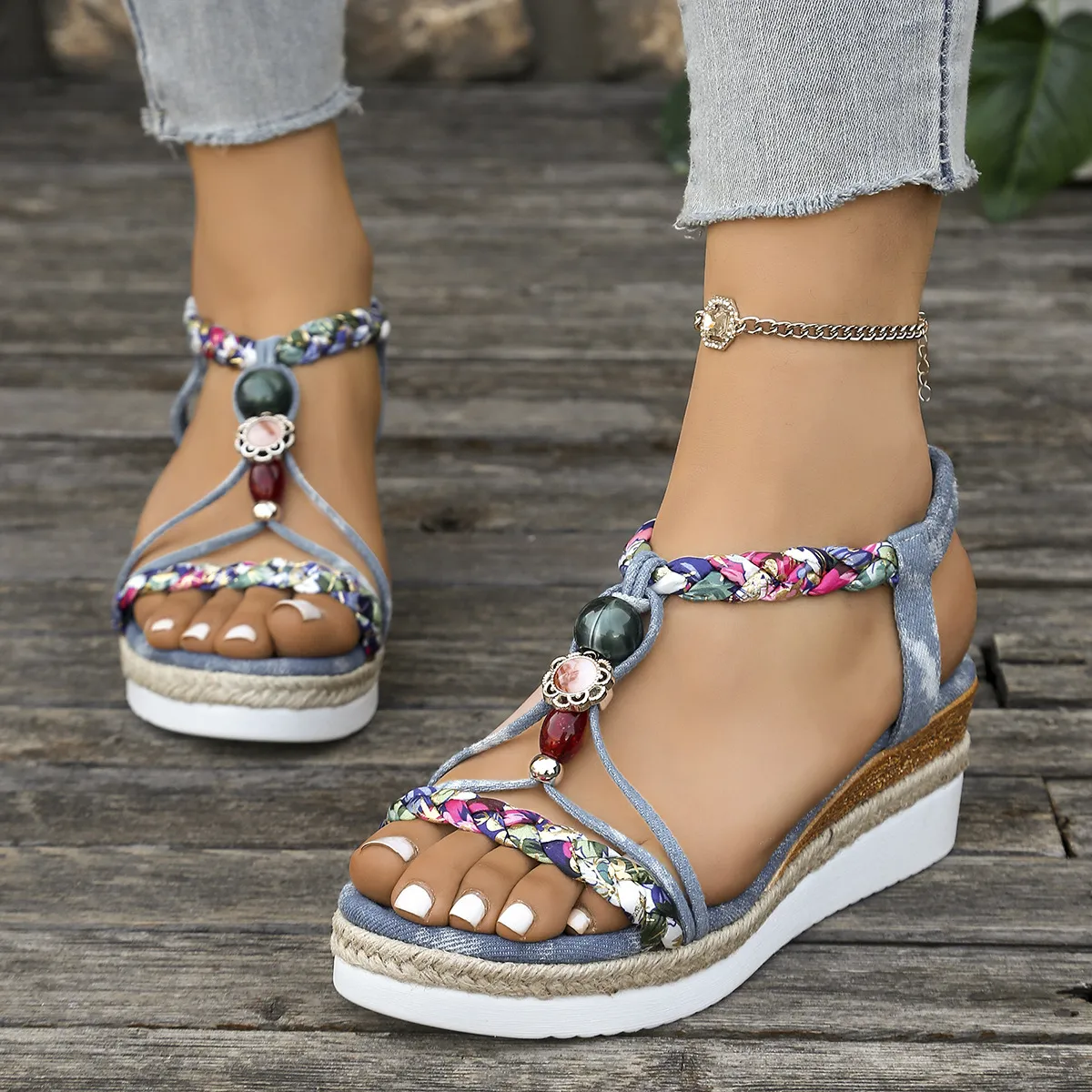 Open Toe Platform Wedge Sandals - Image 2