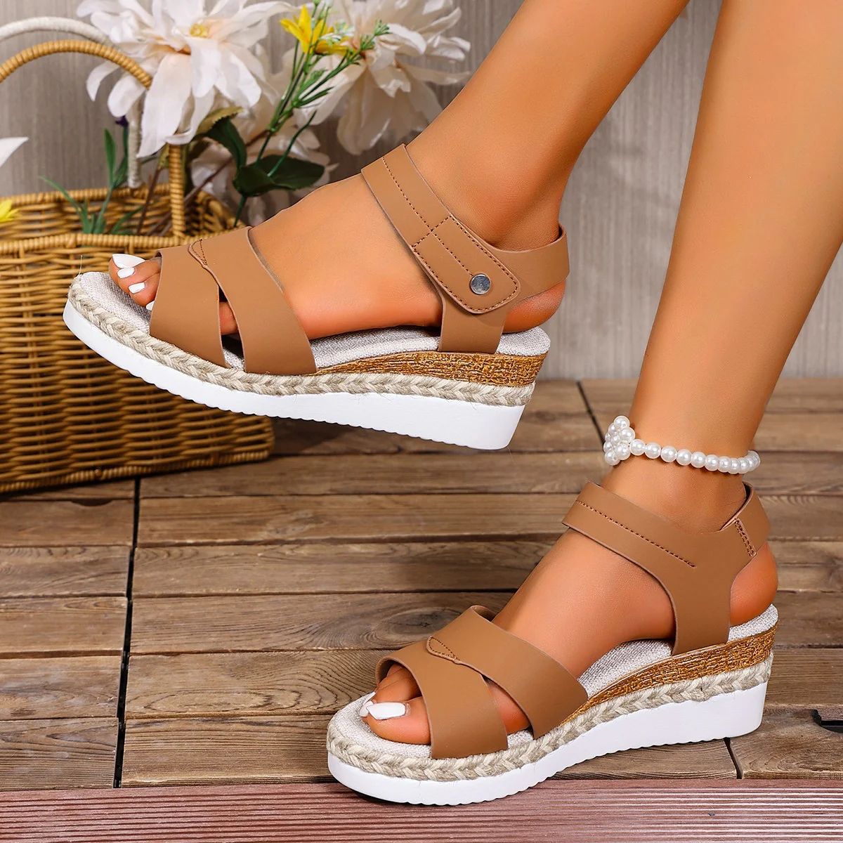 Open Toe Wedge Sandals - Image 6