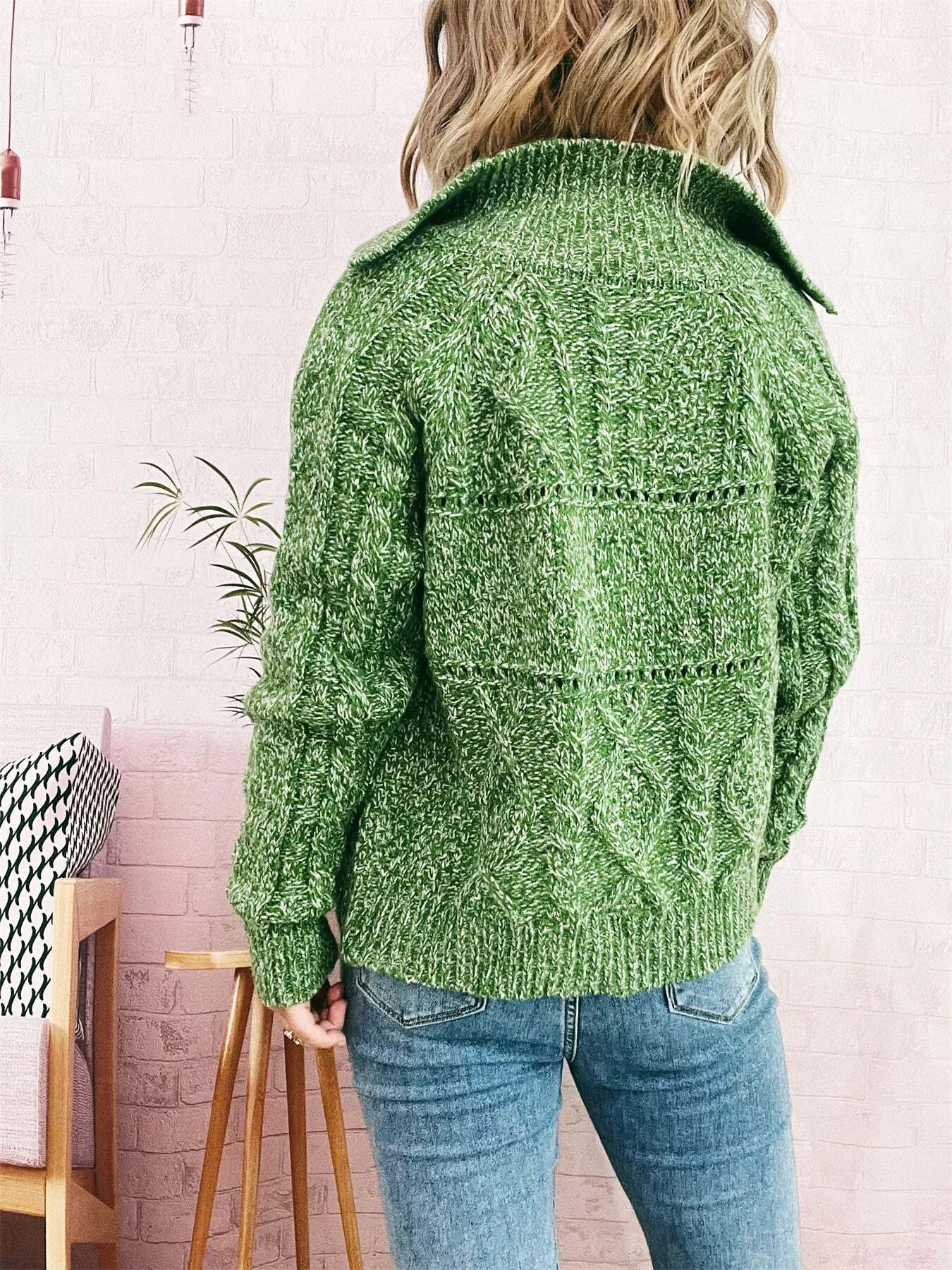 Openwork Cable Knit Button-Up Cardigan - Image 14