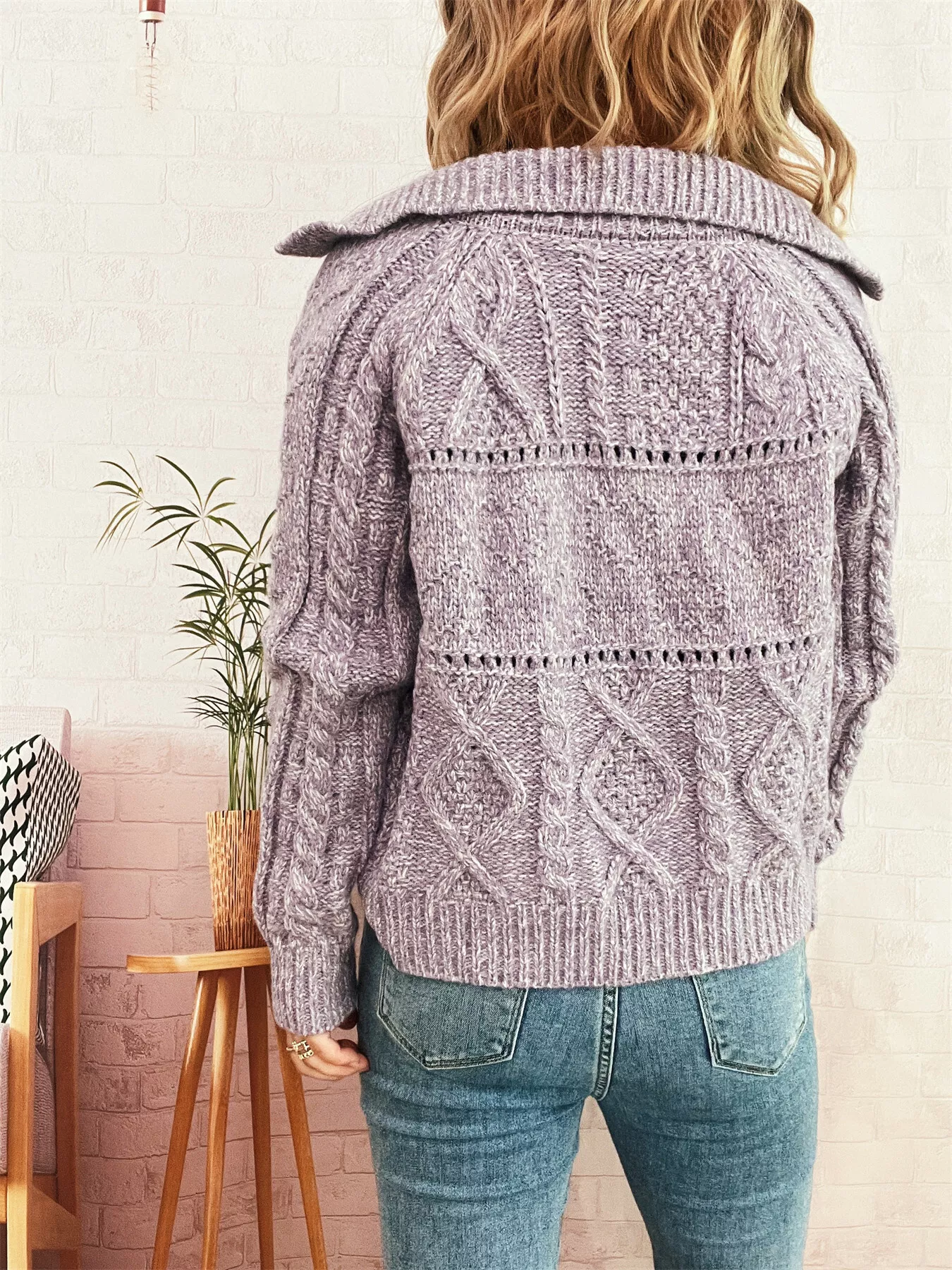 Openwork Cable Knit Button-Up Cardigan - Image 19