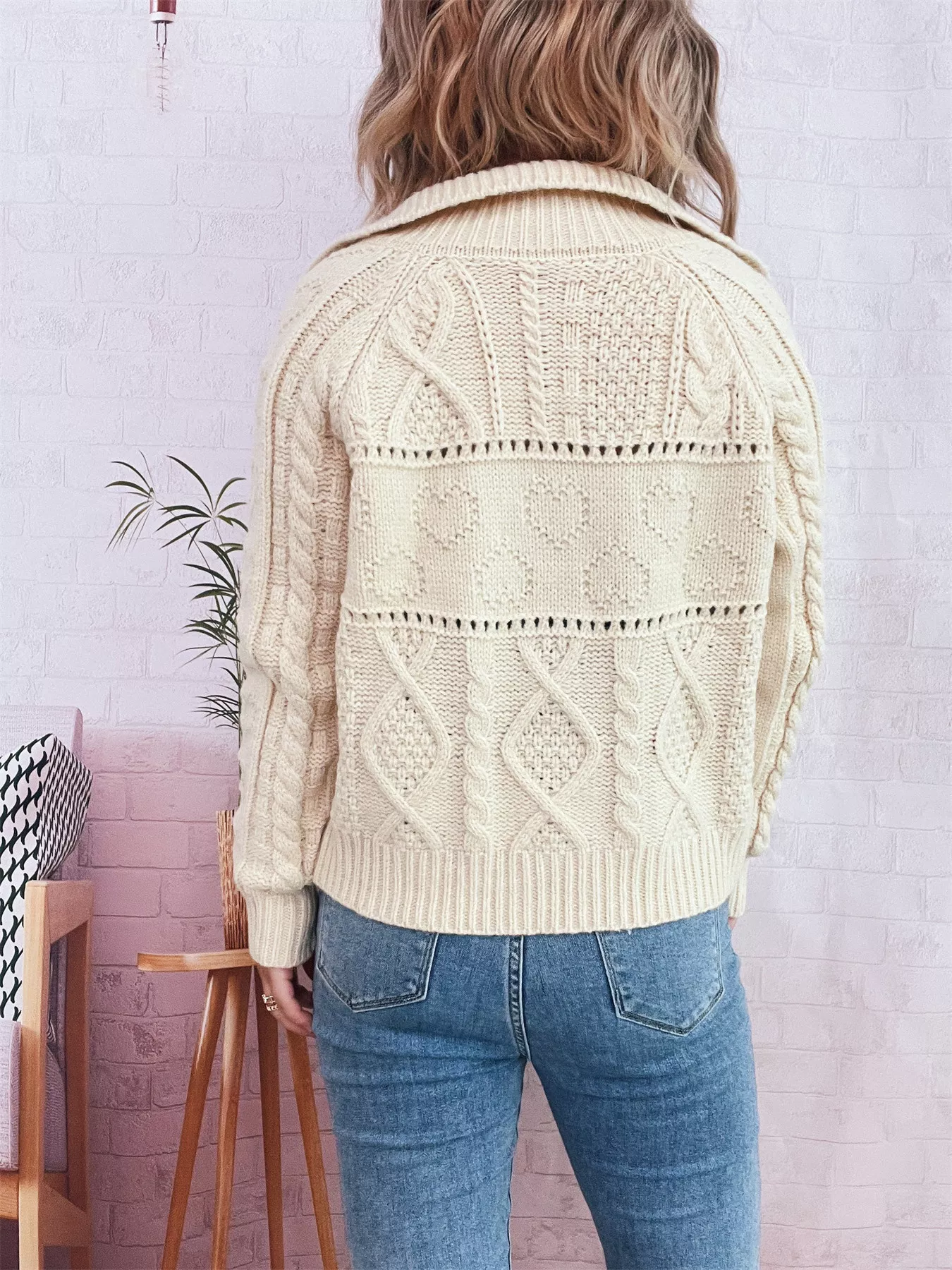 Openwork Cable Knit Button-Up Cardigan - Image 4