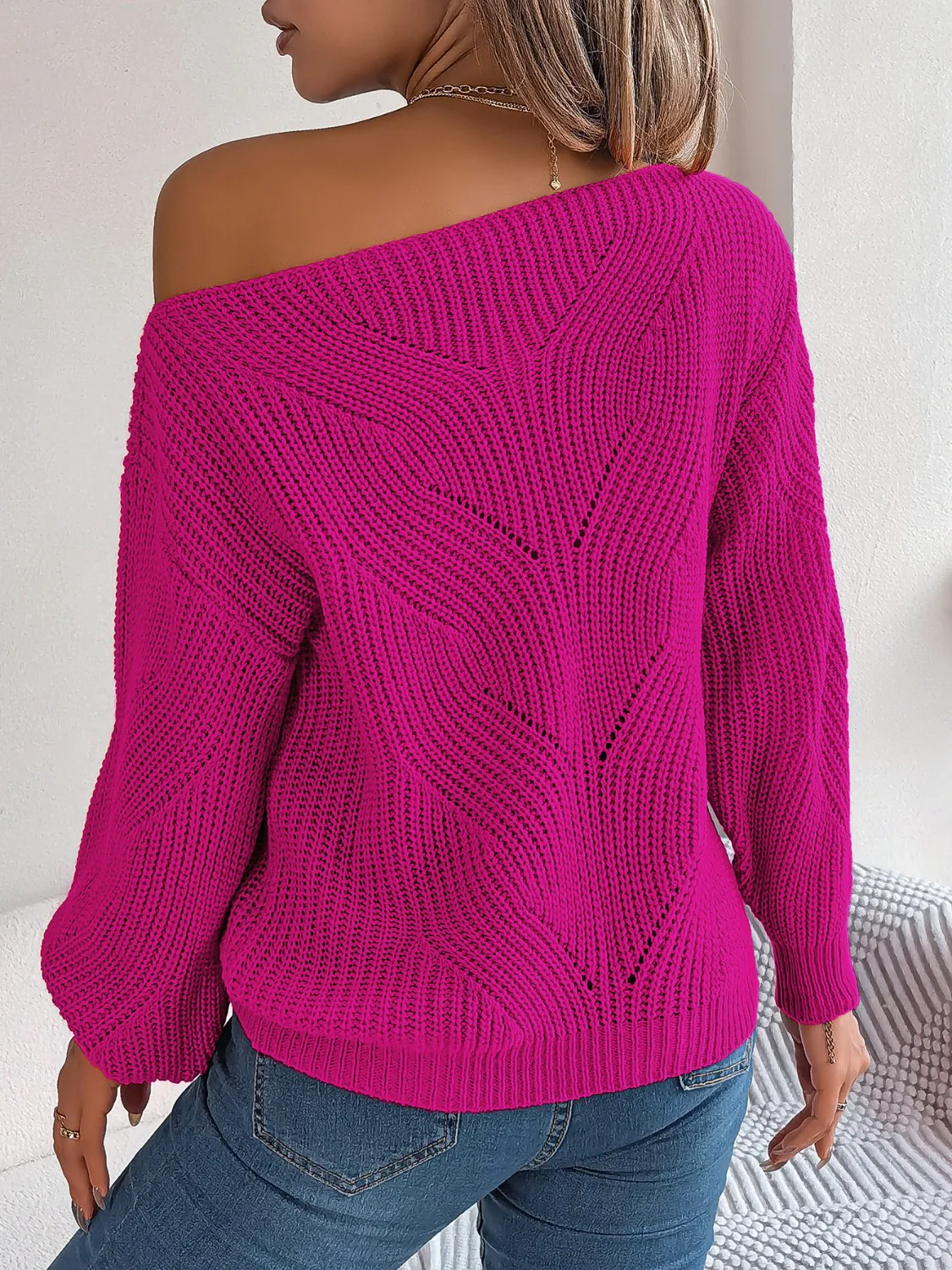 Openwork Long Sleeve Sweater - Image 12