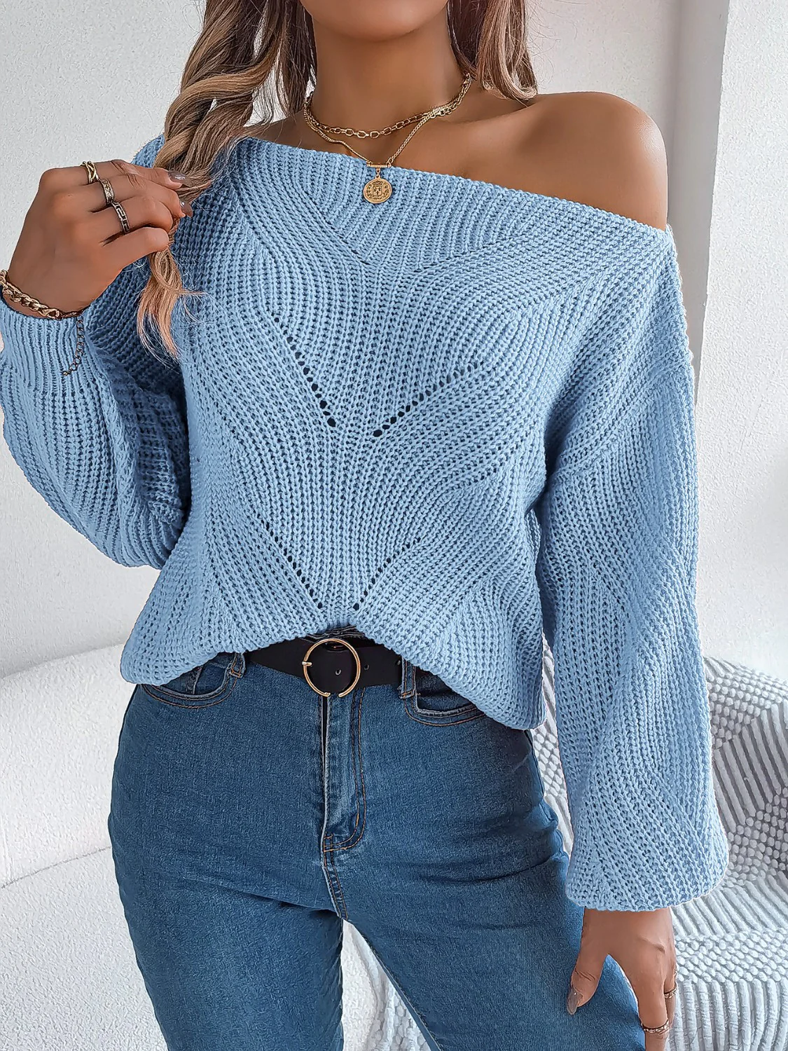 Openwork Long Sleeve Sweater - Image 18