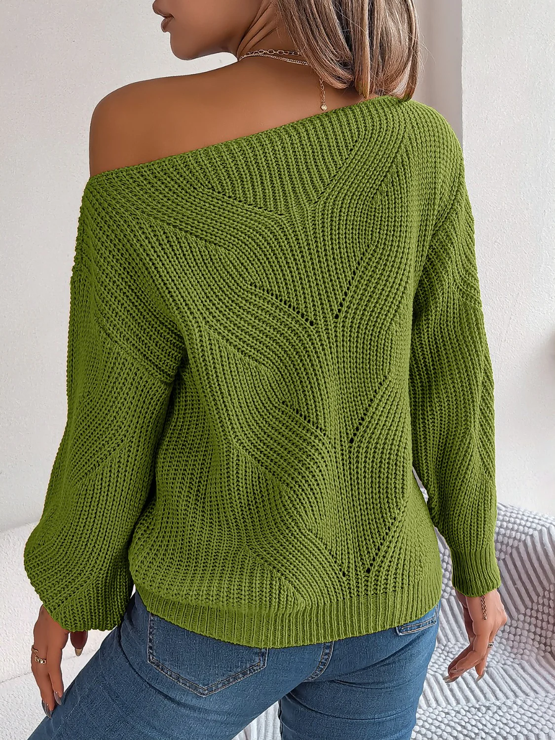 Openwork Long Sleeve Sweater - Image 2