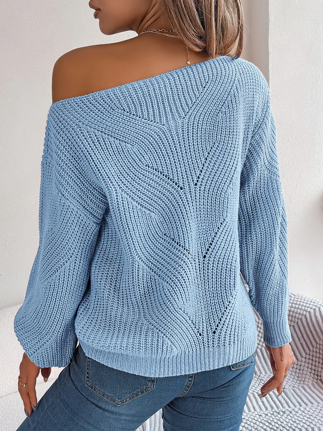 Openwork Long Sleeve Sweater - Image 20