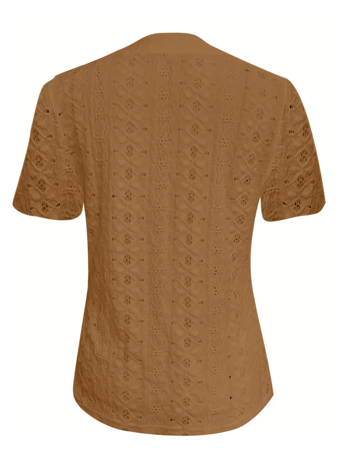 Openwork Notched Short Sleeve Top - Image 6