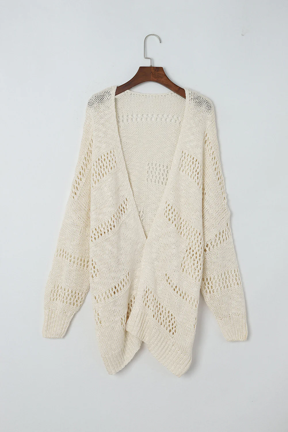 Openwork Open Front Long Sleeve Cardigan - Image 15