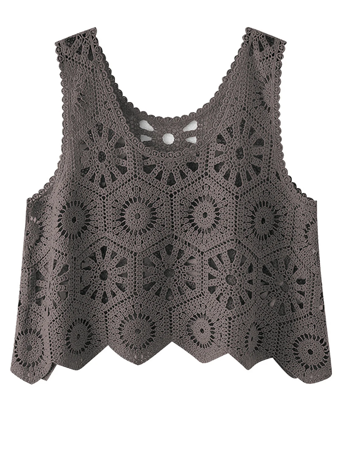 Openwork Round Neck Knit Vest - Image 12