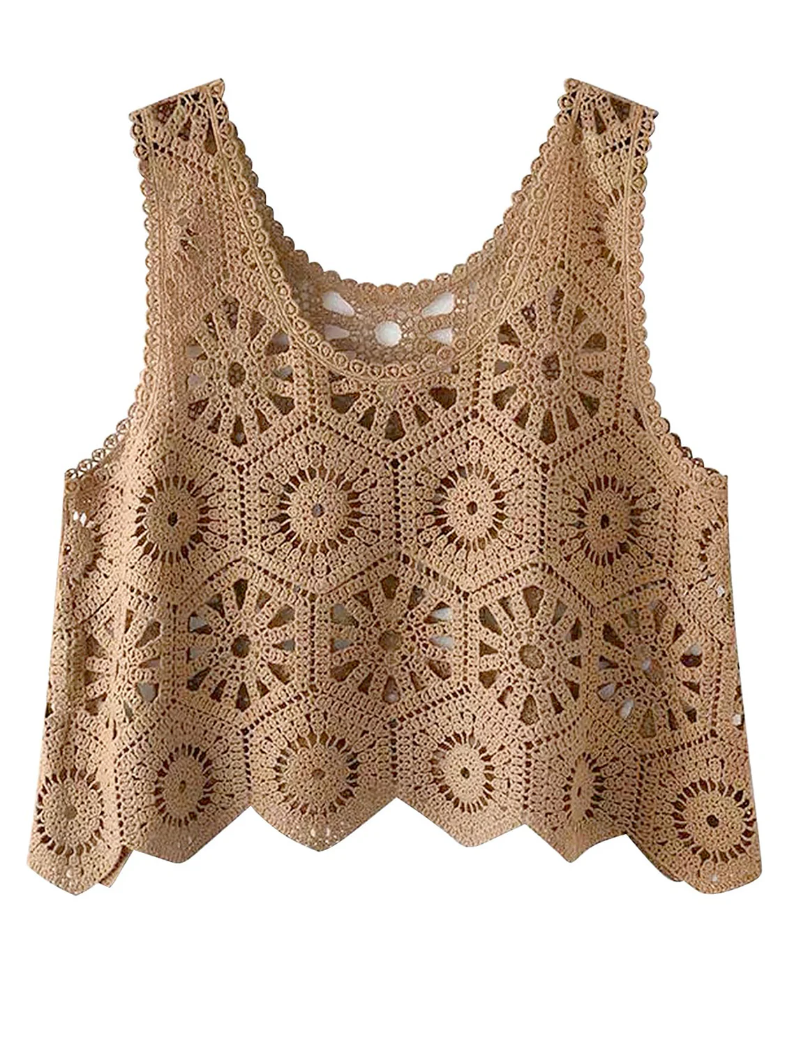 Openwork Round Neck Knit Vest - Image 15