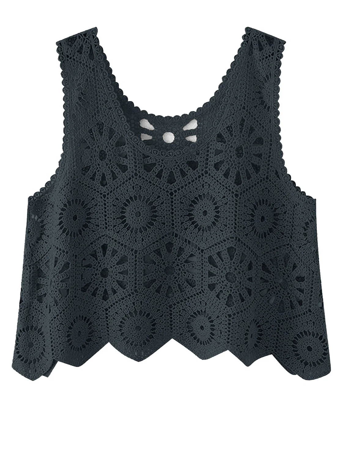 Openwork Round Neck Knit Vest - Image 16