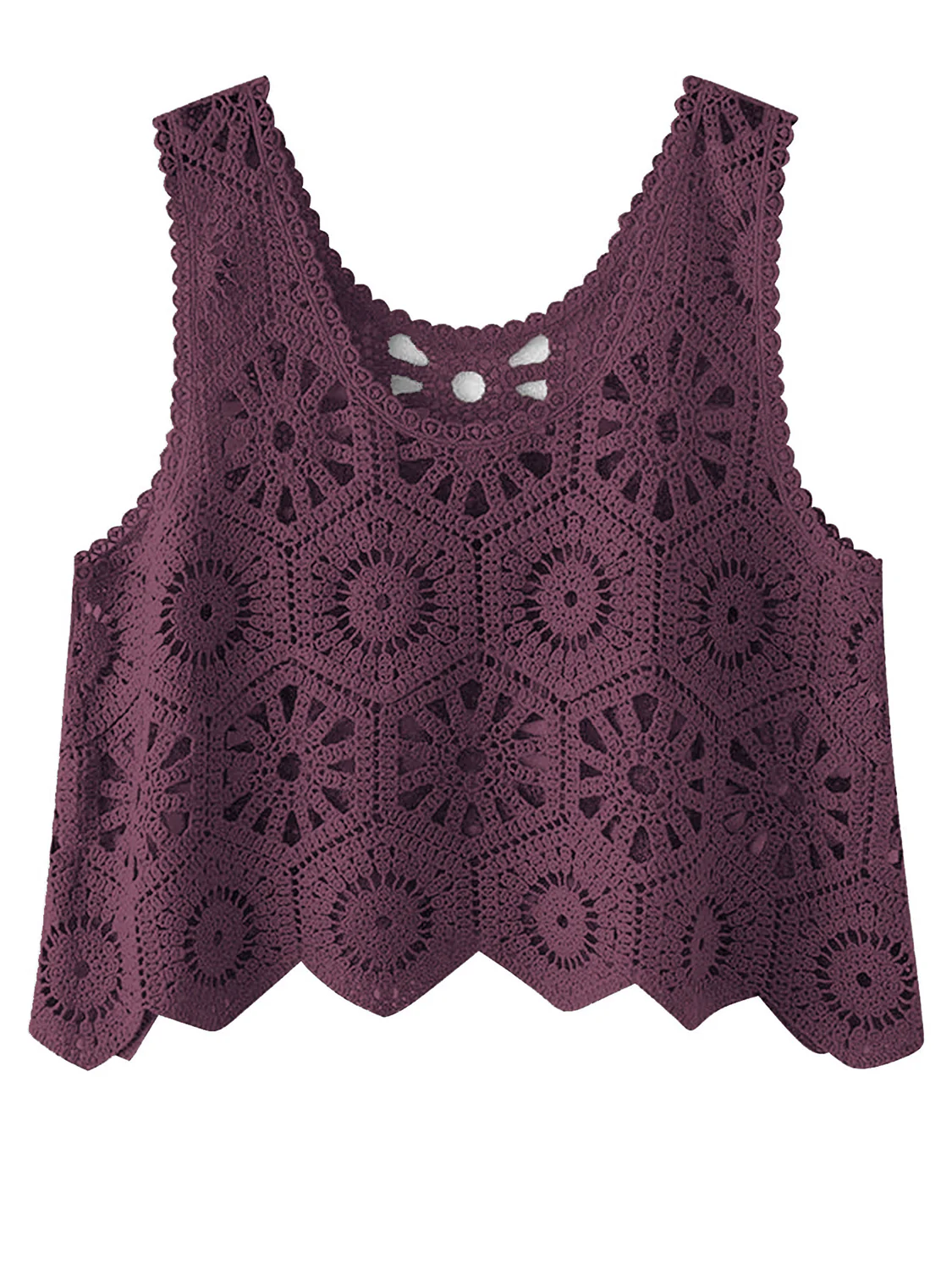 Openwork Round Neck Knit Vest - Image 21