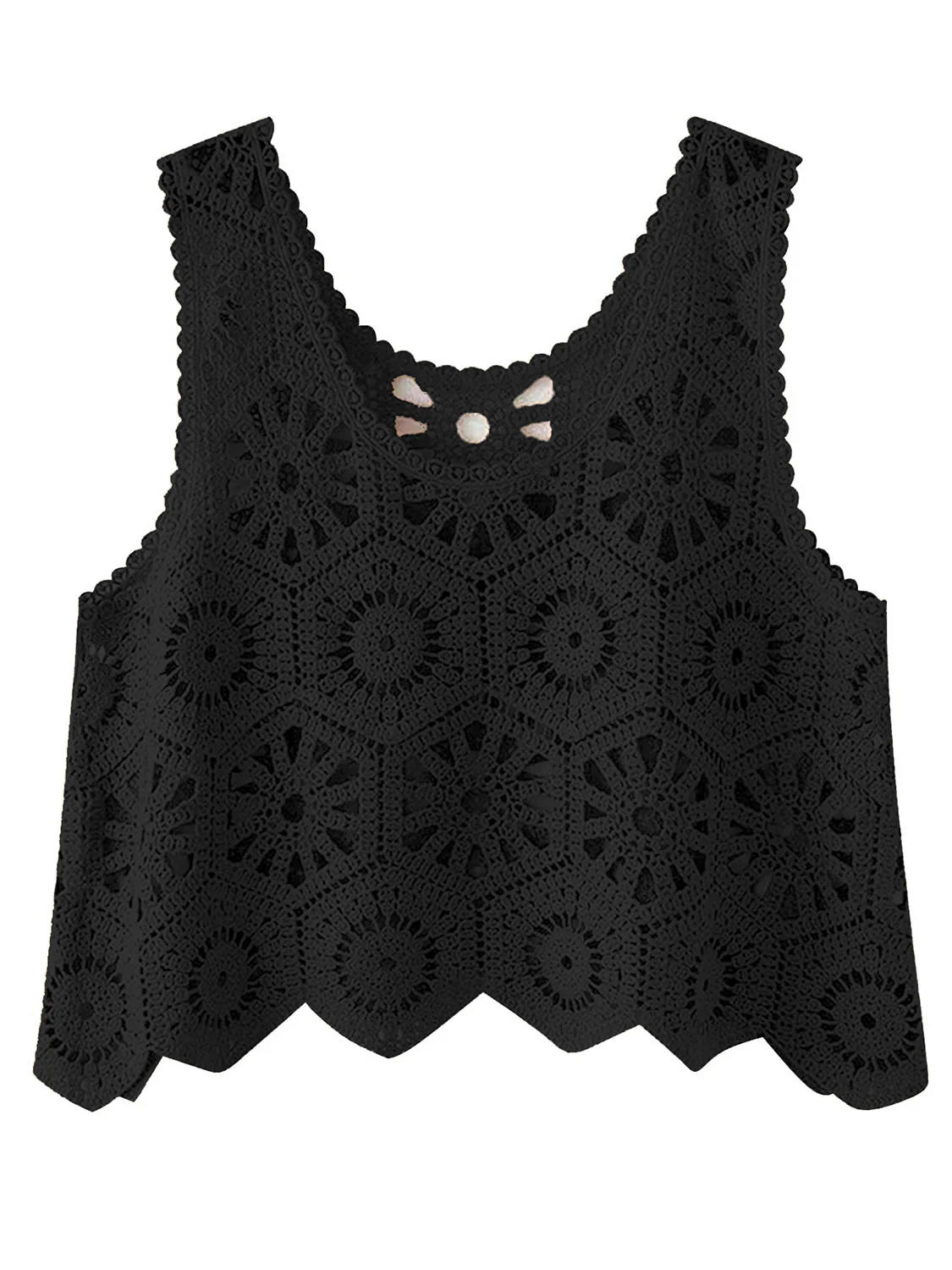 Openwork Round Neck Knit Vest - Image 25