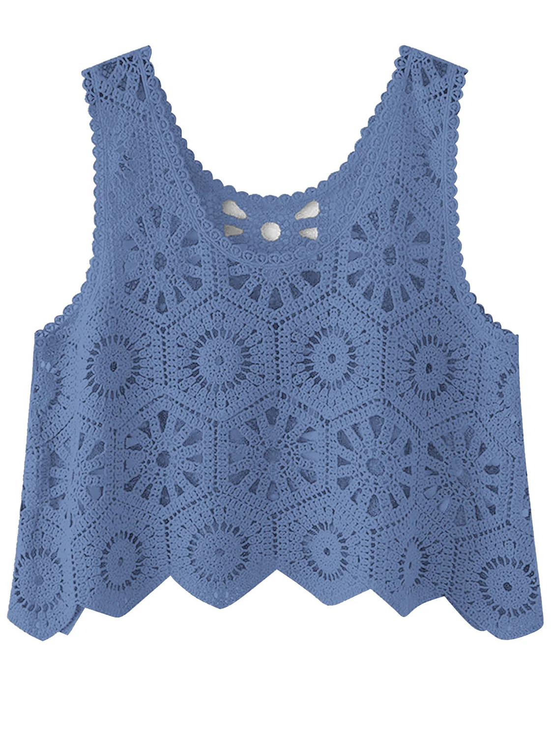 Openwork Round Neck Knit Vest - Image 7