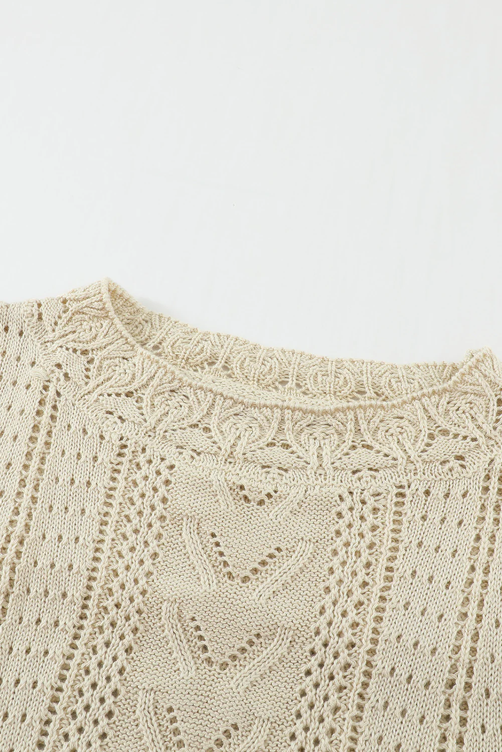 Openwork Round Neck Long Sleeve Sweater - Image 5