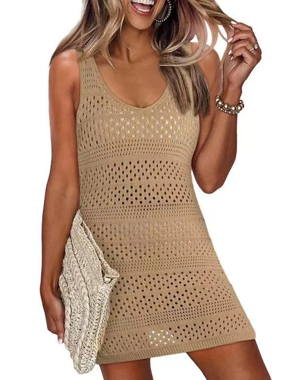 Openwork Scoop Neck Cover Up - Image 5