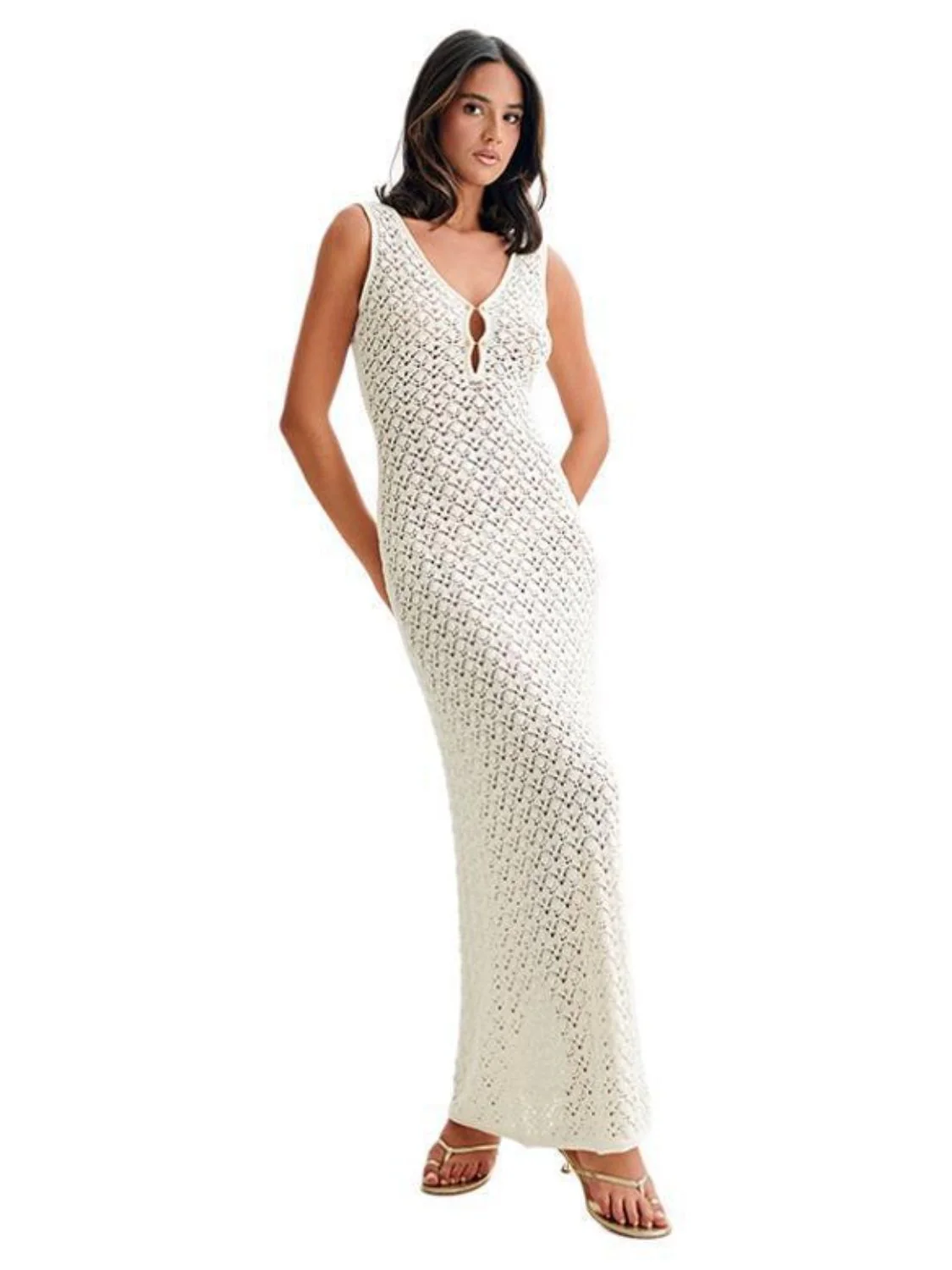 Openwork Sleeveless Maxi Dress - Image 3