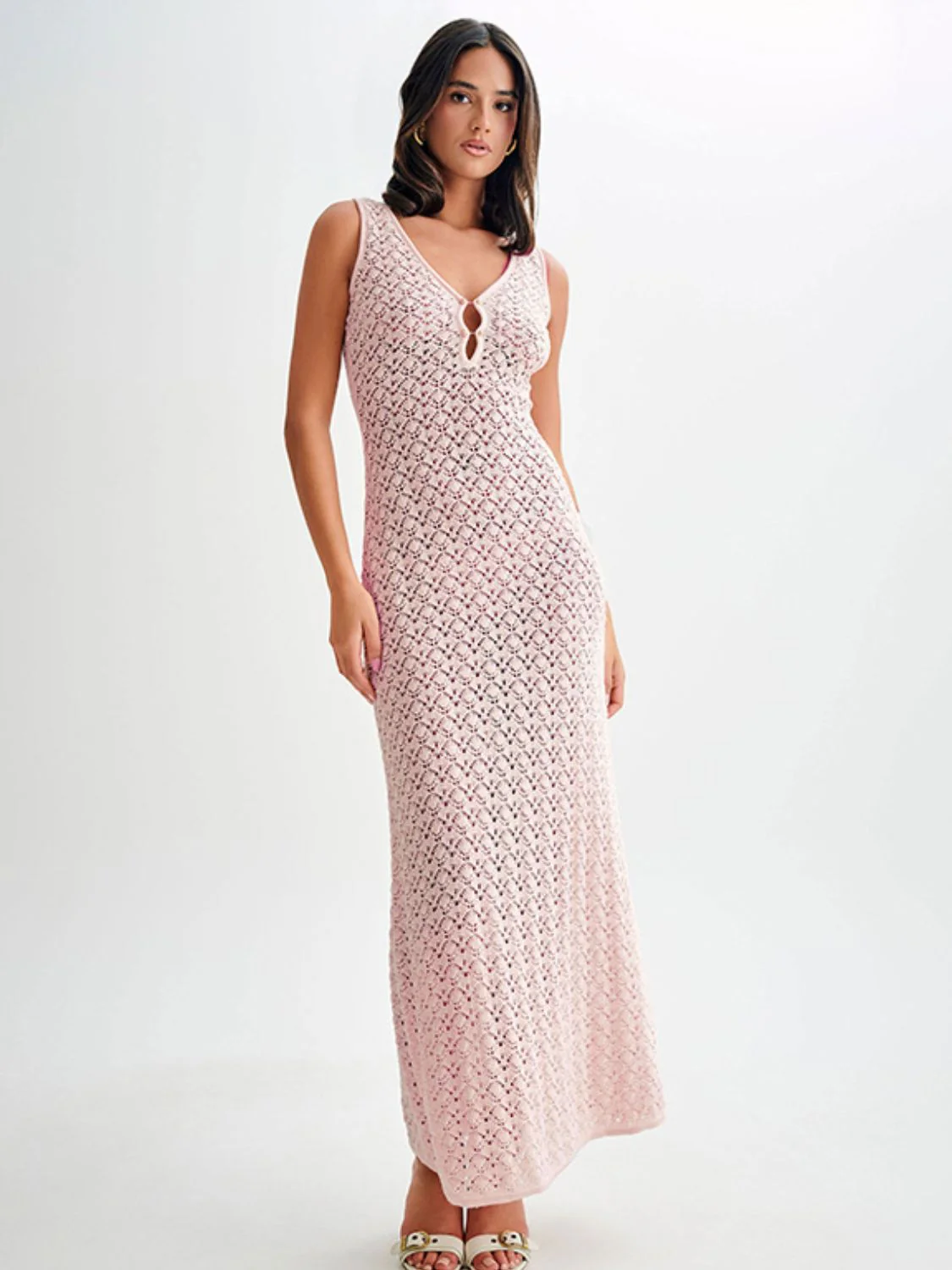 Openwork Sleeveless Maxi Dress - Image 5