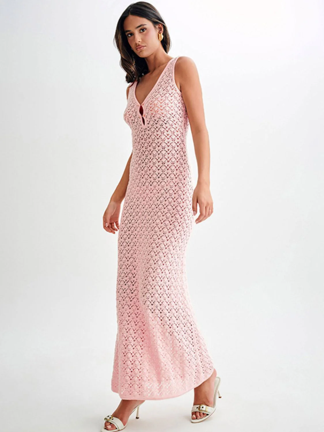 Openwork Sleeveless Maxi Dress - Image 6