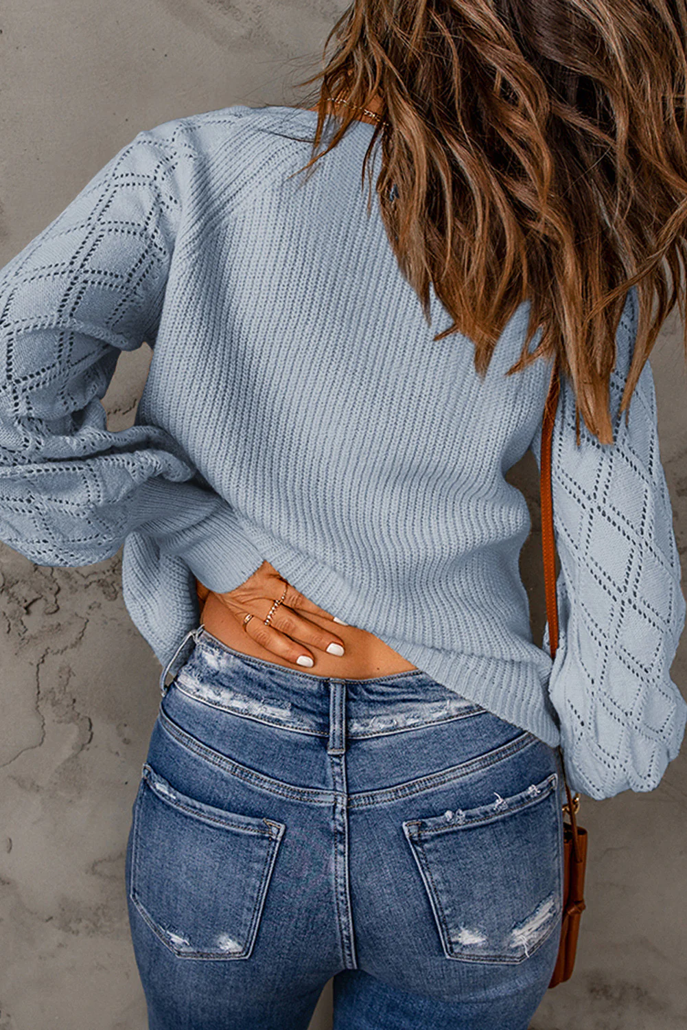 Openwork V-Neck Button Up Cardigan - Image 12