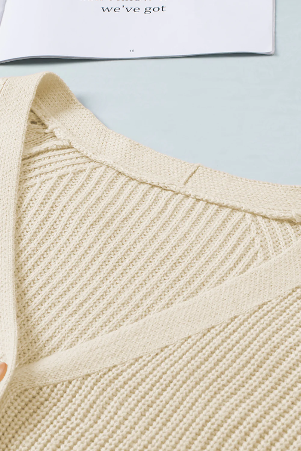 Openwork V-Neck Button Up Cardigan - Image 8