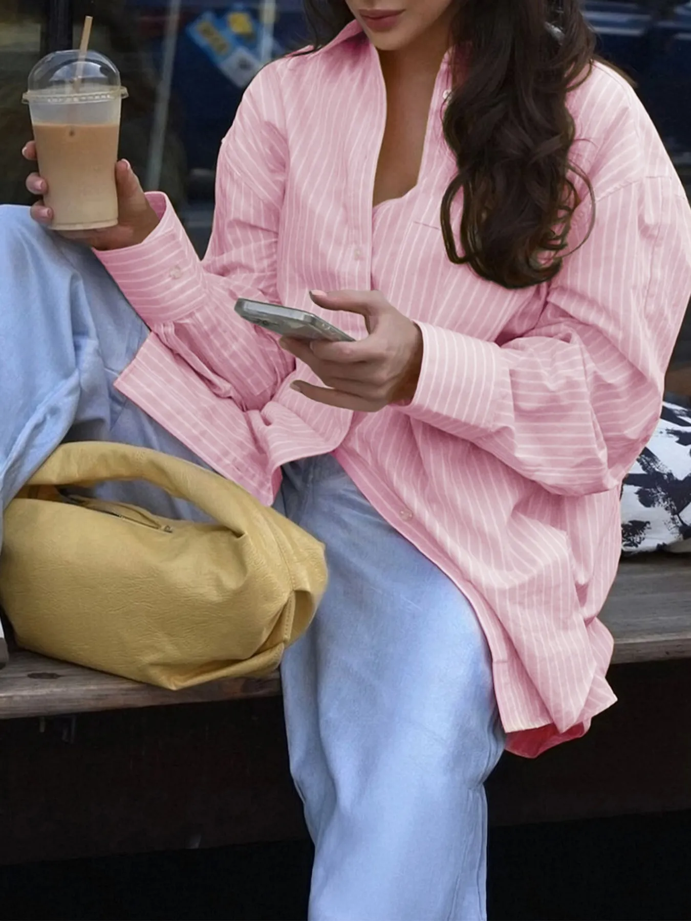 Oversized Striped Button-Down Shirt - Image 10
