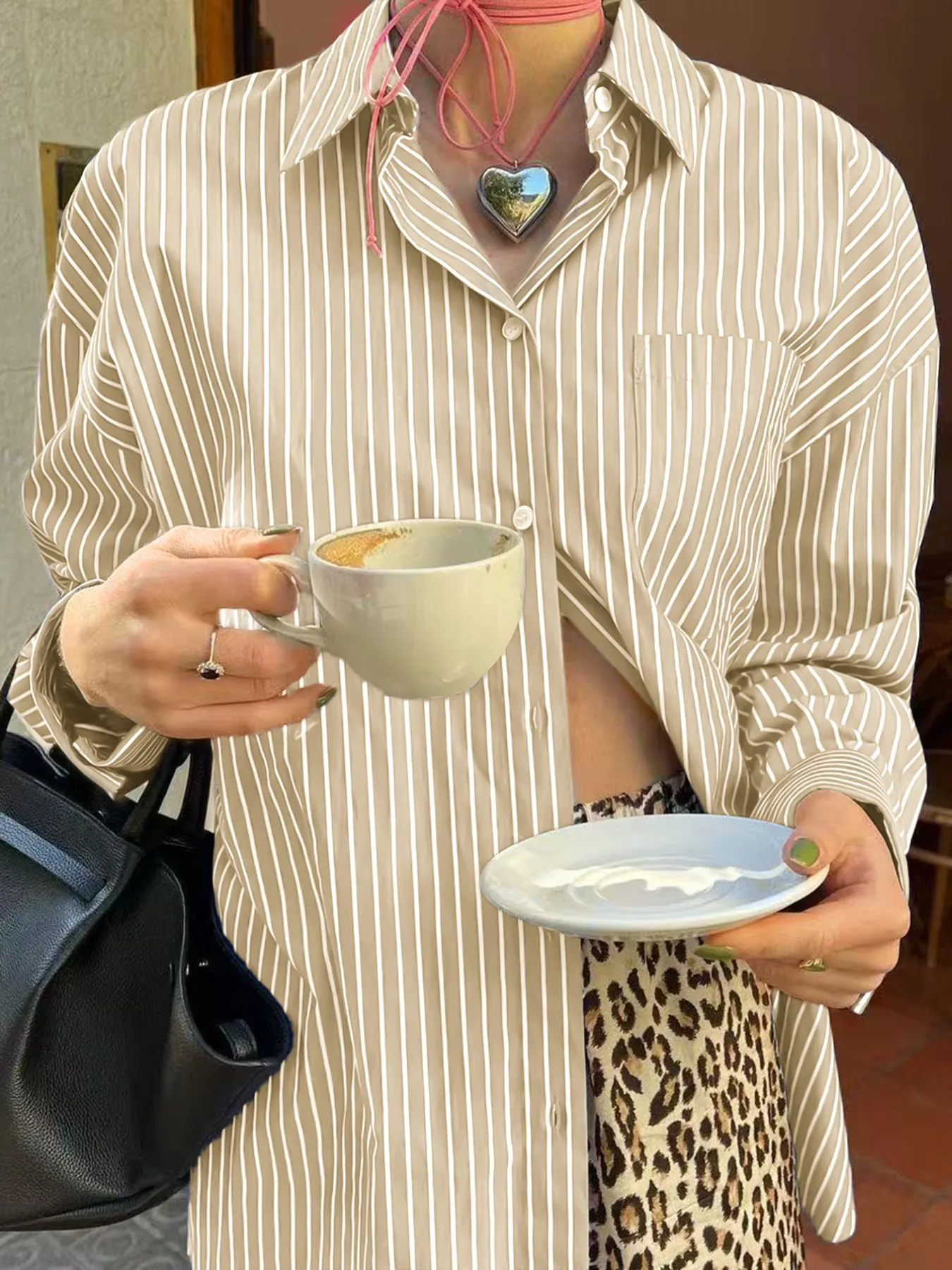 Oversized Striped Button-Down Shirt - Image 17