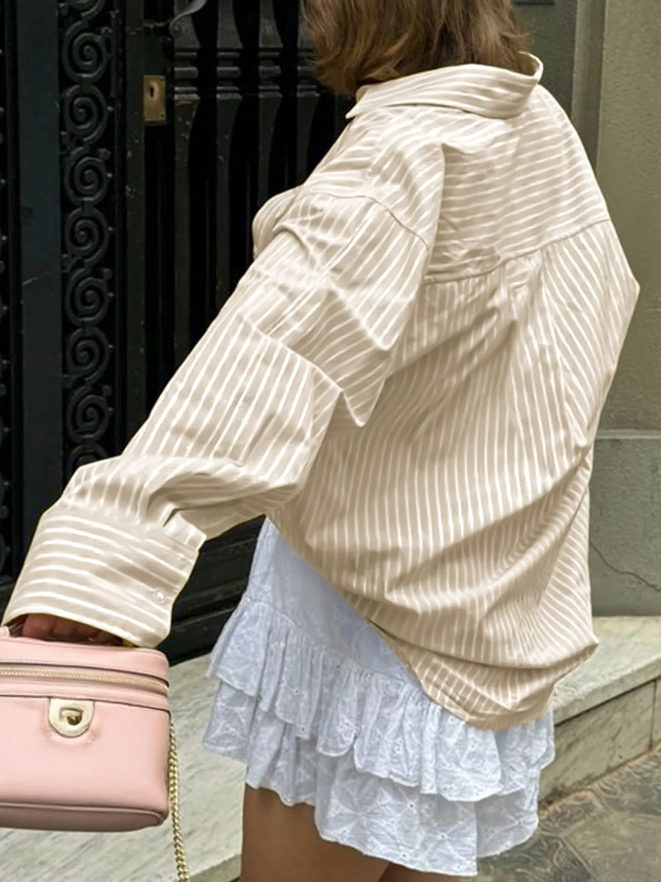 Oversized Striped Button-Down Shirt - Image 19