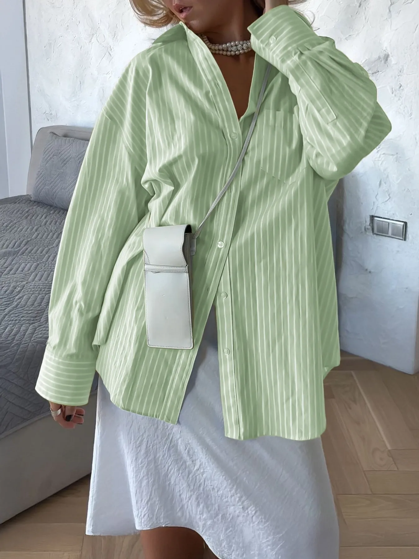 Oversized Striped Button-Down Shirt - Image 20