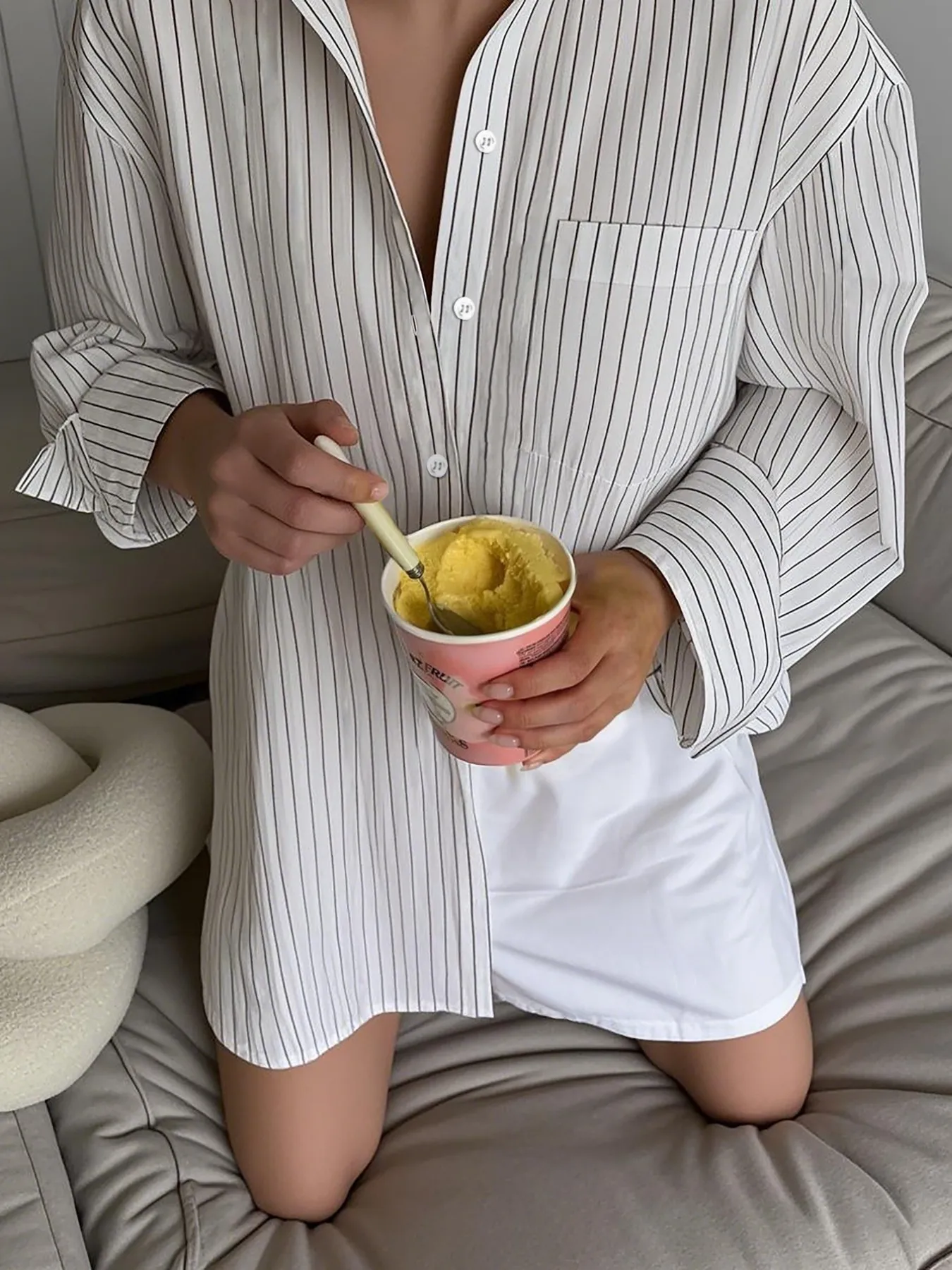 Oversized Striped Button-Down Shirt - Image 3