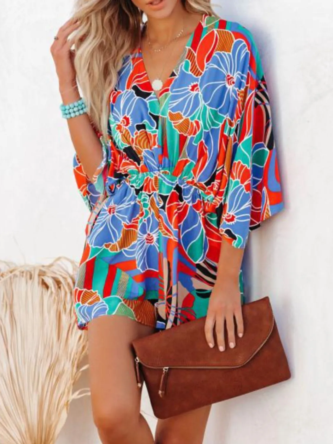 Oversized Tied Back Printed Romper - Image 3