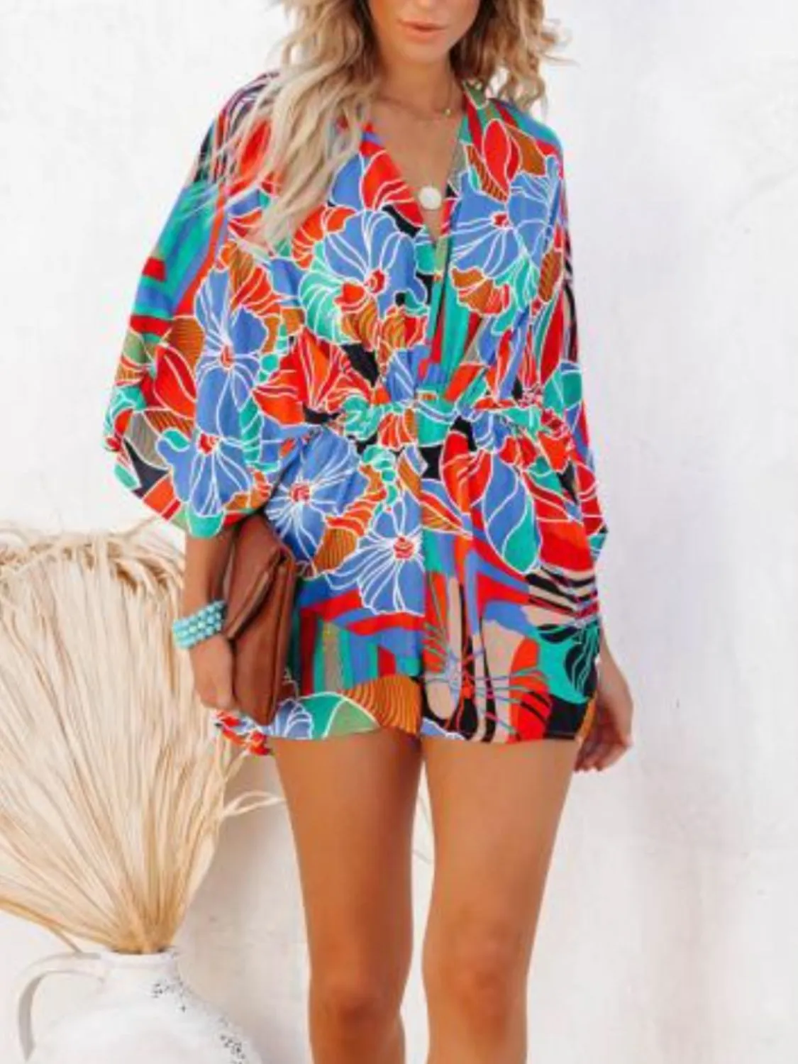 Oversized Tied Back Printed Romper - Image 4