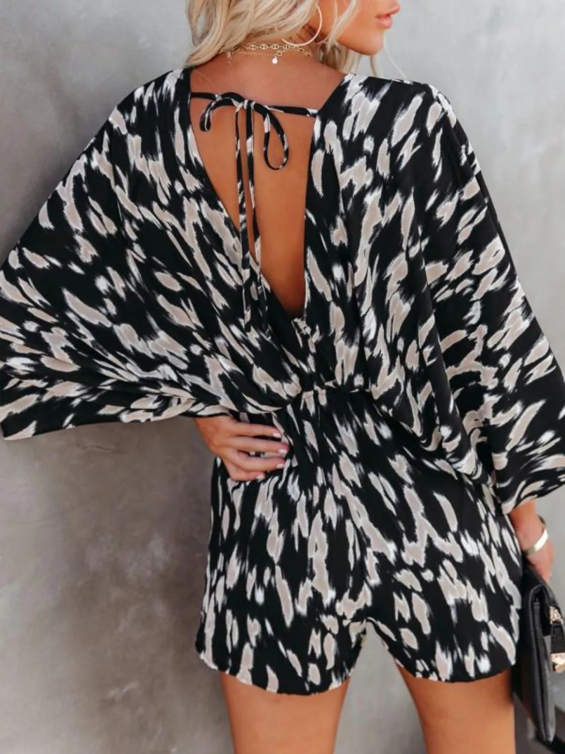 Oversized Tied Back Printed Romper - Image 6