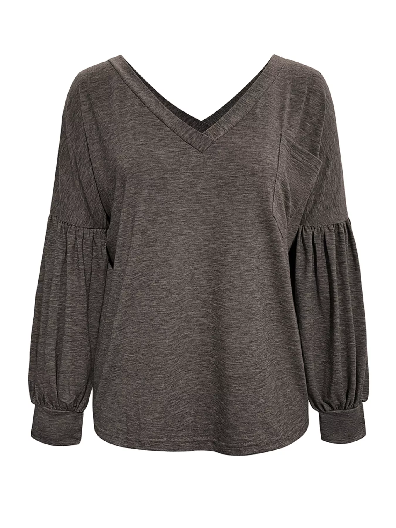 Oversized V-Neck Long Sleeve Blouse - Image 4