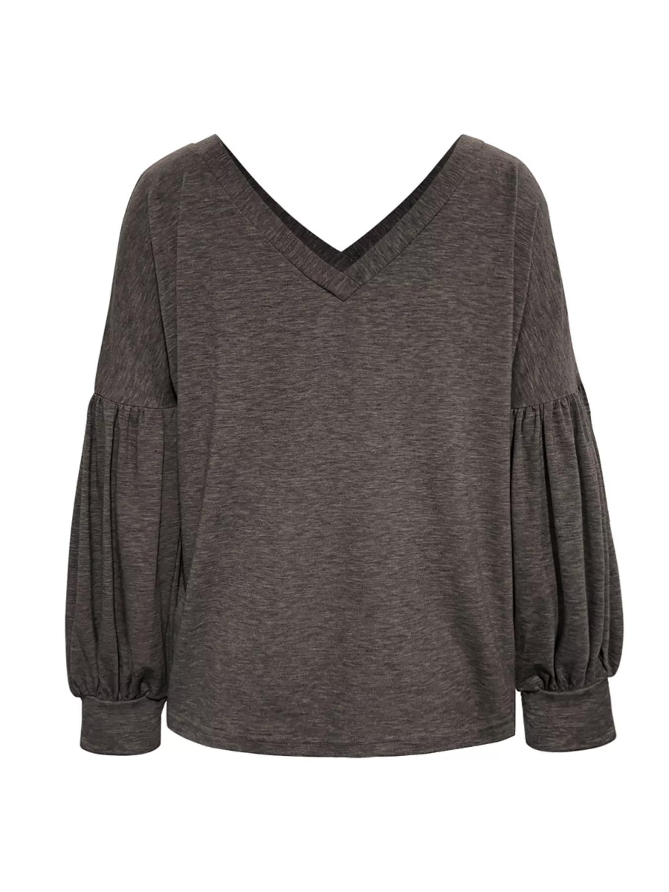 Oversized V-Neck Long Sleeve Blouse - Image 5