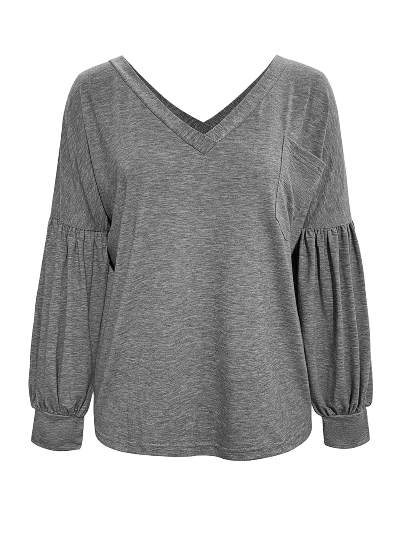 Oversized V-Neck Long Sleeve Blouse - Image 8