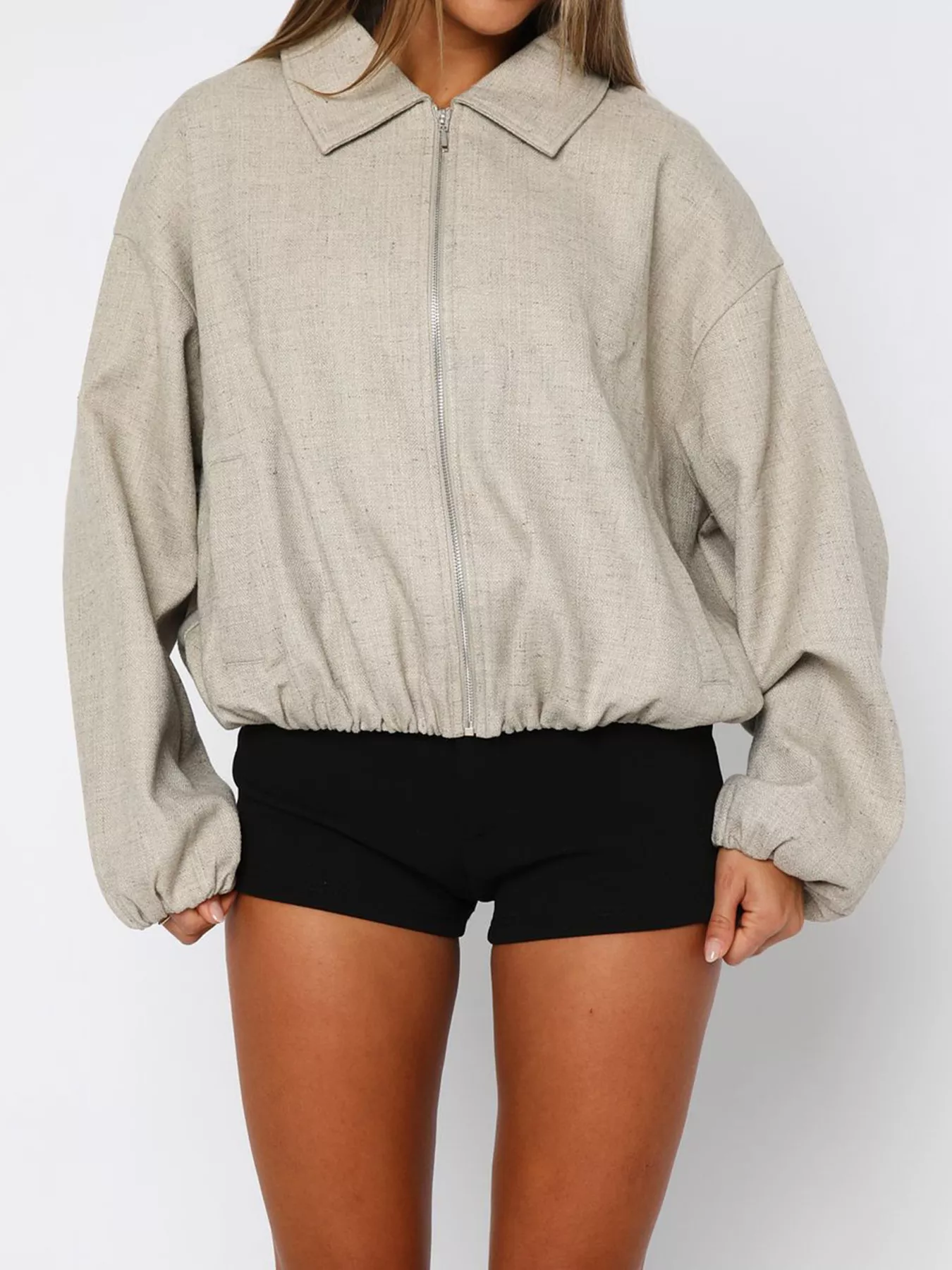 Oversized Zip-Up Drop Shoulder Jacket - Image 2