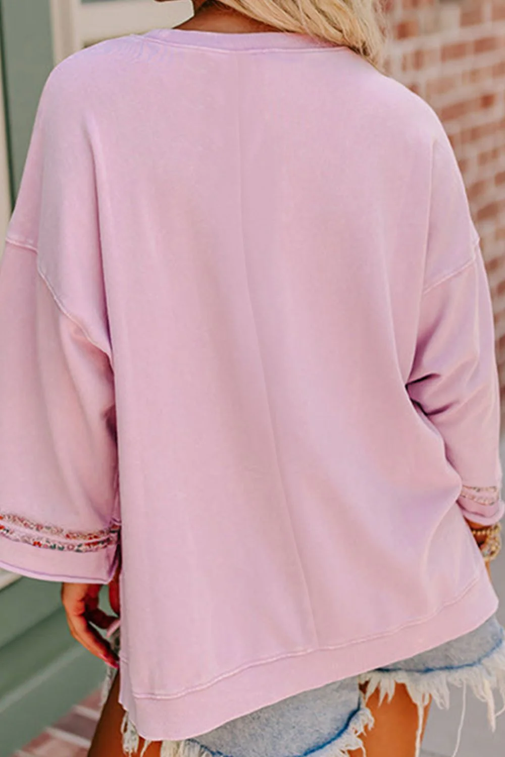 Peace Patch Round Neck Long Sleeve Top - Image 2